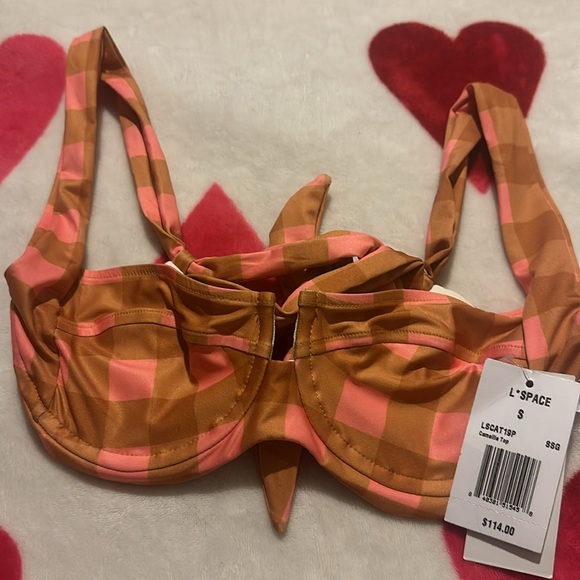 NWT L*Space Camellia Bikini Top Gingham Seaesta Surf - Picture 6 of 10